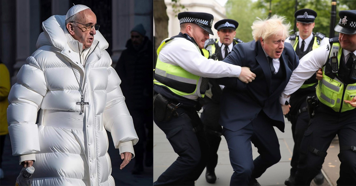 Fake-Fotos vom Papst und Boris Johnson: Diese Bilder wurden mit Künstlicher Intelligenz erstellt. Quelle: Screenshot Reddit / Twitter