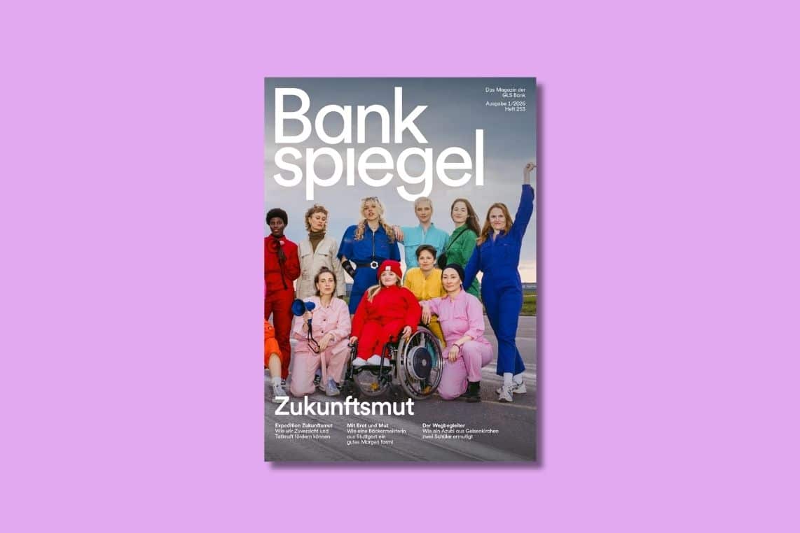 Cover des Bankspiegels Nr. 253 auf rosa Hintergrund.