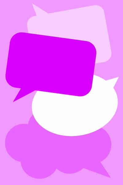Sprechblasen illustriert in Pink und weiß